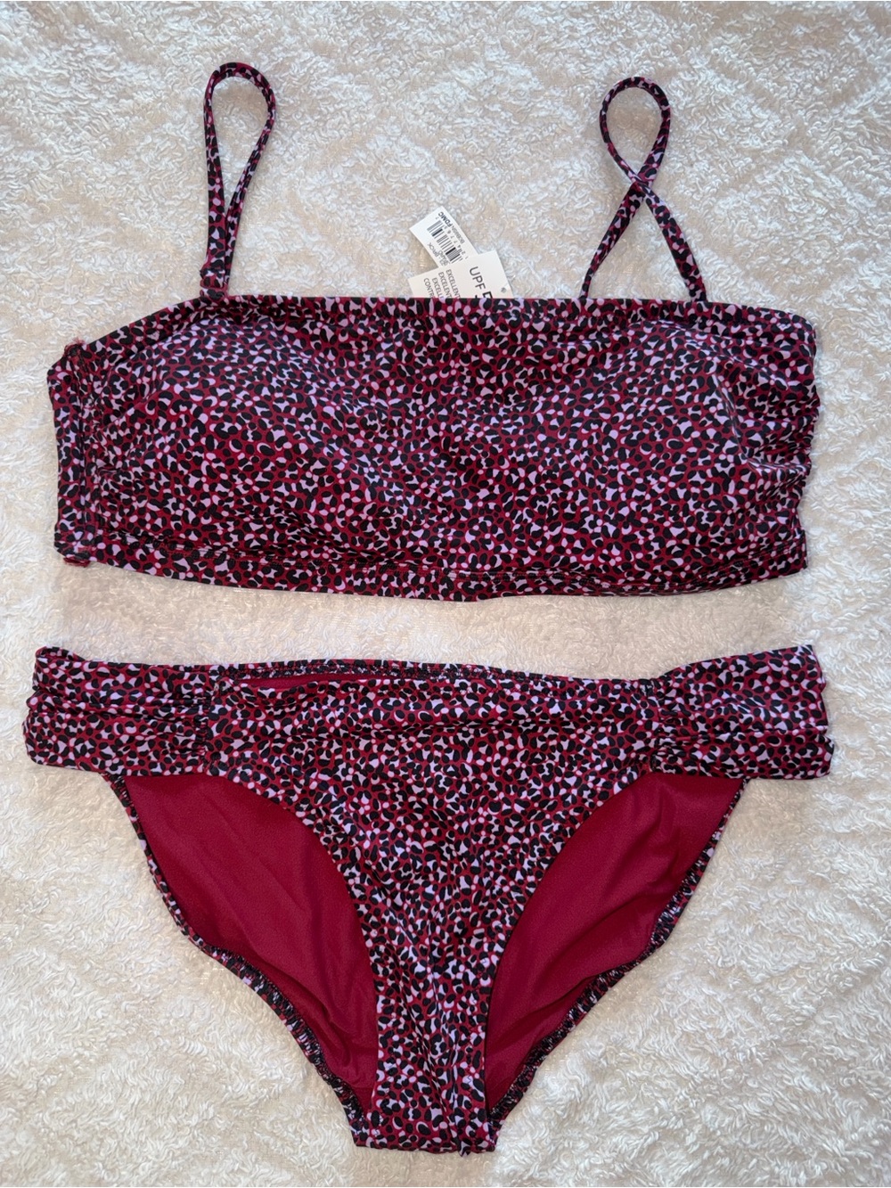 Red-Purple Leopard Print Bikini Set